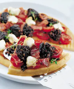 Bacon, Black Pudding and Goats Cheese Pizza