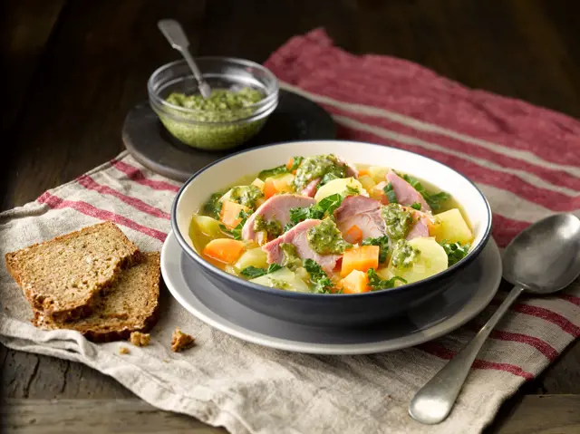 Braised Bacon with Salsa Verde