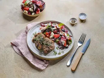 Air-Fried Lamb Chops with Feta Cheese and Beetroot Salad