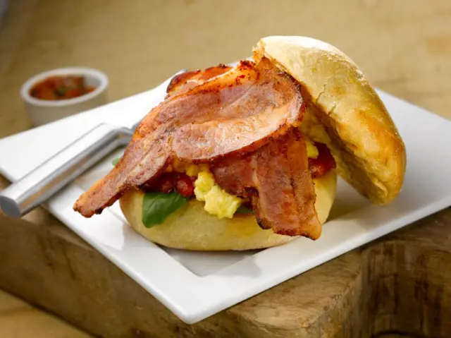 Bacon Baps with Scrambled Eggs and Chilli Jam