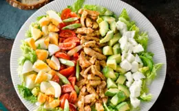 Cobb Salad with Stir-fried Pork and Basil and Lemon Dressing