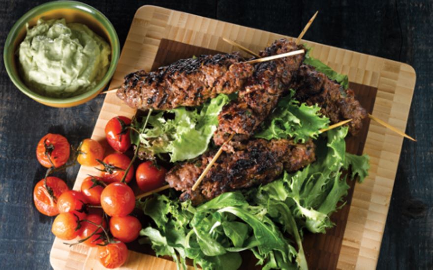Grilled Kofta with Avocado Dressing