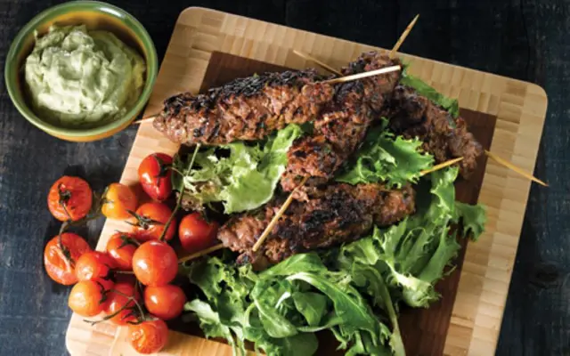 Grilled Kofta with Avocado Dressing