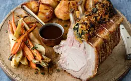 Rack of Pork with Spinach and Apricot Stuffing