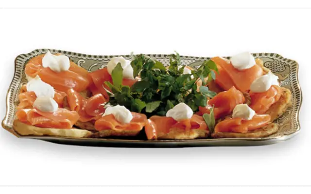 Smoked Salmon on Potato Cakes