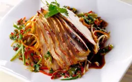 Teriyaki Pork with Bean Sprouts and Carrot Salad