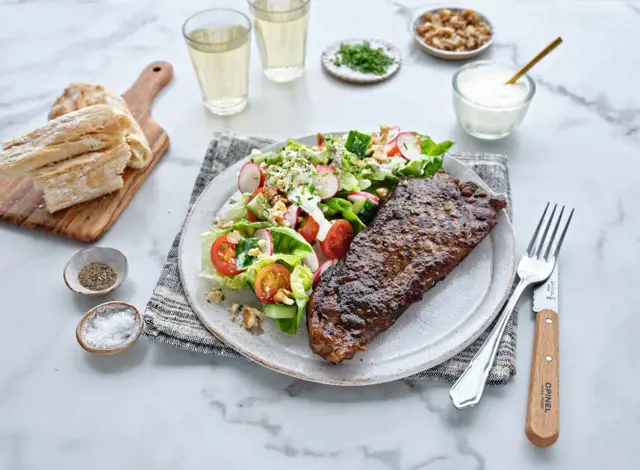 Warm Steak Salad with Blue Cheese Dressing
