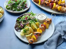 Spiced Pork Kebabs with a Yogurt Dip