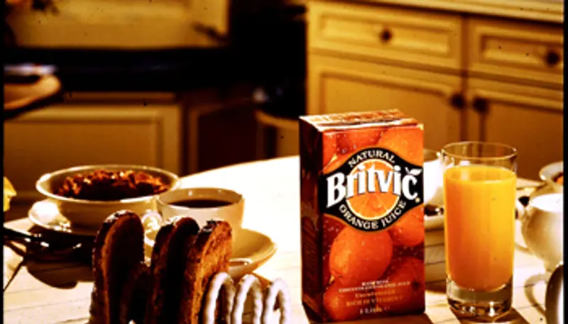 Britvic carton of branded juice on table