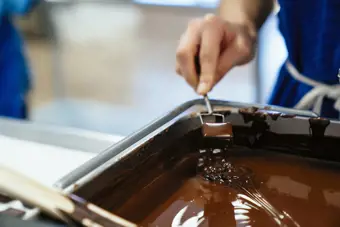 Melted chocolate in a dish
