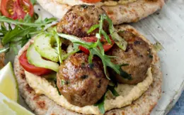 Lamb Koftas with Cherry Tomato and Cucumber Salad