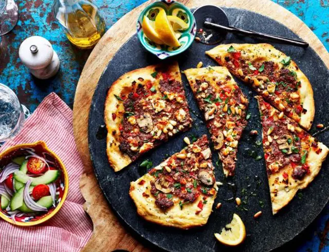 Mushroom and Lamb Turkish Pizza