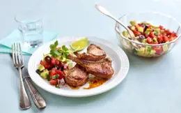 Spicy Lamb Cutlets with Avocado and Olive Salsa
