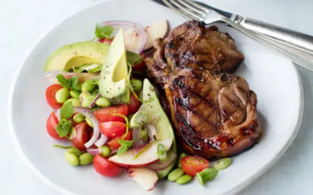 Mustard Glazed Lamb Chops with Summer Salad